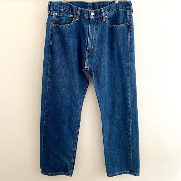 Levis 505 Cotton Blue Denim Jeans Mens Size 36x30 - Picture 1 of 7